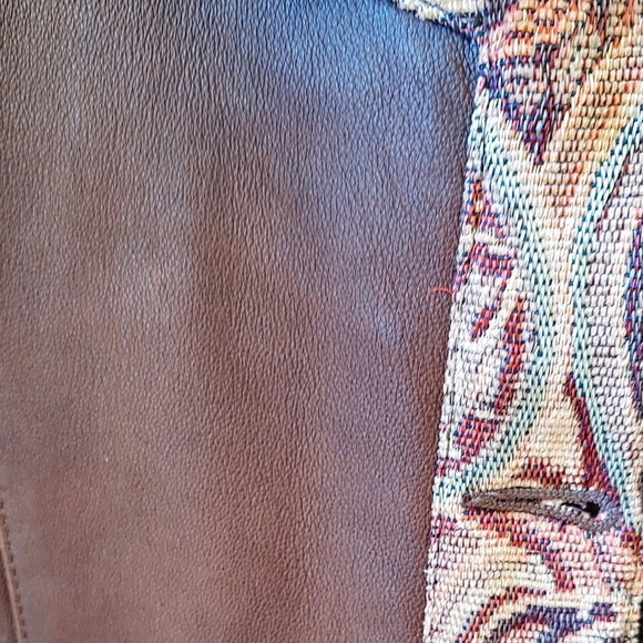 Women's Coldwater Creek brown leather jacket w embroidery trim sz XL - Picture 15 of 15